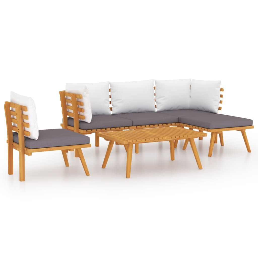 vidaXL 6 Piece Garden Lounge Set with Cushions Solid Acacia Wood