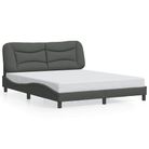vidaXL Bed Frame without Mattress "Hvar" Dark Gray 59.8"x79.9" Fabric