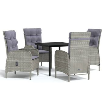 vidaXL 5 Piece Garden Dining Set with Cushions Grey and Black
