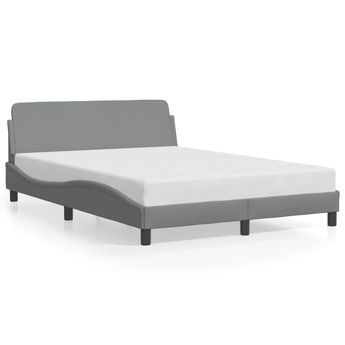 vidaXL Bed Frame "Dover" Light Gray 53.9"x74.8" Fabric