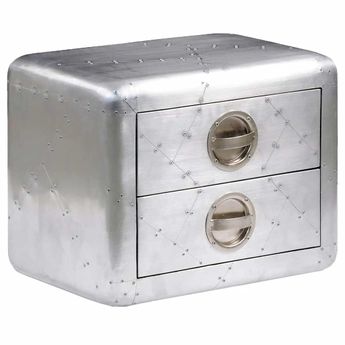 vidaXL Aviator End Table with 2 Drawers Vintage Aircraft Airman Style