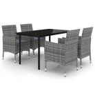 vidaXL 5 Piece Garden Dining Set with Cushions Poly Rattan and Glass