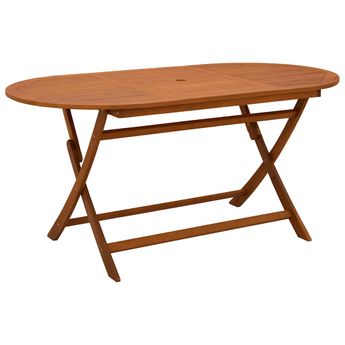 vidaXL Folding Patio Table 63"x33.5"x29.5" Solid Eucalyptus Wood