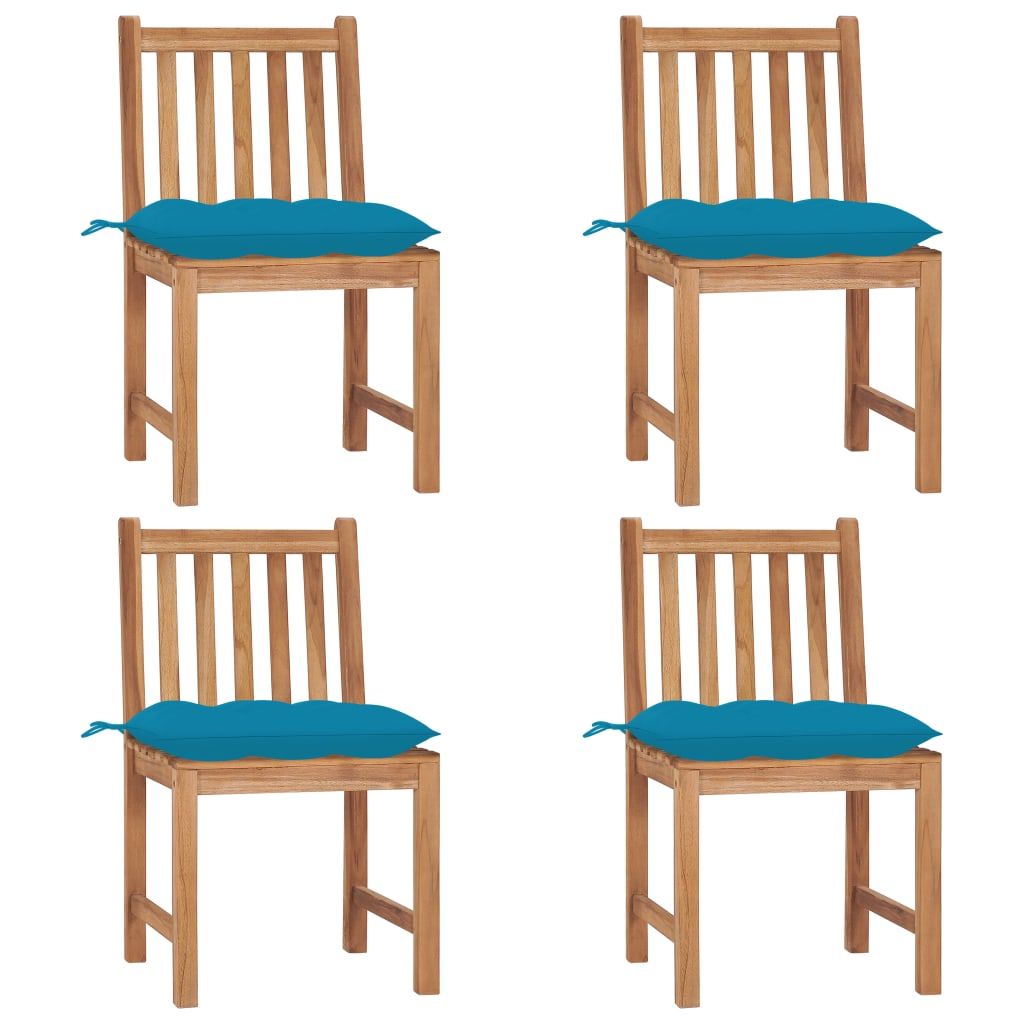 vidaXL Patio Chairs 4 pcs with Cushions Solid Teak Wood