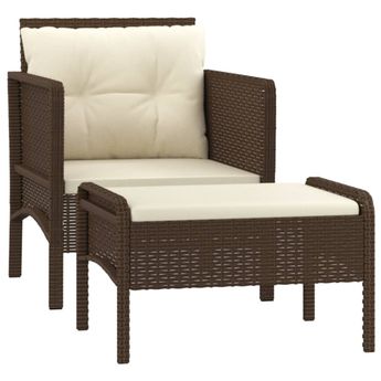 vidaXL 2 Piece Garden Lounge Set with Cushions Brown Poly Rattan