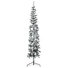 vidaXL Slim Artificial Half Christmas Tree with Flocked Snow 7 ft