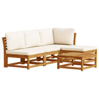 vidaXL 5 Piece Garden Lounge Set with Cushions Solid Wood Acacia