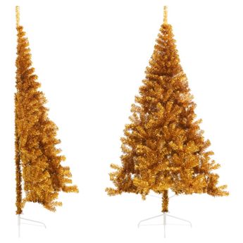 vidaXL Artificial Half Christmas Tree with Stand Gold 8 ft PET
