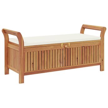 vidaXL Patio Storage Bench with Cushion 49.6" Solid Wood Acacia