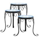 vidaXL Plant Stands 3 pcs Blue and White Ceramic