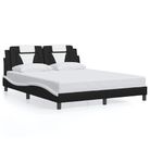 vidaXL Bed Frame "Viana" without Mattress Black and White 59.8"x79.9" Faux Leather