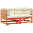 vidaXL Garden Sofas Corner with Cushions 2 pcs Wax Brown Solid Wood Pine