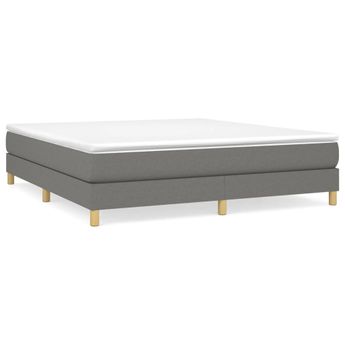 vidaXL Box Spring Bed Frame Dark Gray King Fabric (US Only)