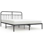 vidaXL Metal Bed Frame without Mattress with Headboard Black 183x213cm