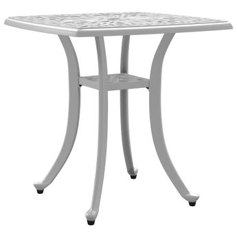 vidaXL Patio Table White 20.9"x20.9"x20.9" Cast Aluminum