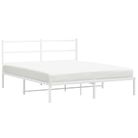 vidaXL Metal Bed Frame without Mattress with Headboard White 150x200cm