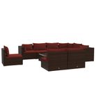 vidaXL 10 Piece Patio Lounge Set with Cushions Poly Rattan Brown