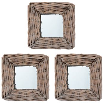 vidaXL Mirrors 3 pcs 5.9"x5.9" Wicker