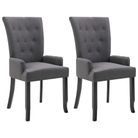 vidaXL Dining Chairs with Armrests 2 pcs Dark Gray Fabric