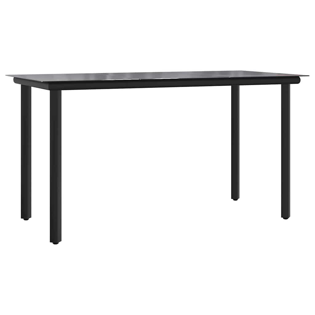 vidaXL Patio Dining Table Black 78.7"x39.4"x29.1" Steel and Tempered Glass