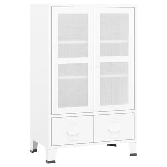 vidaXL Industrial Storage Chest White Metal