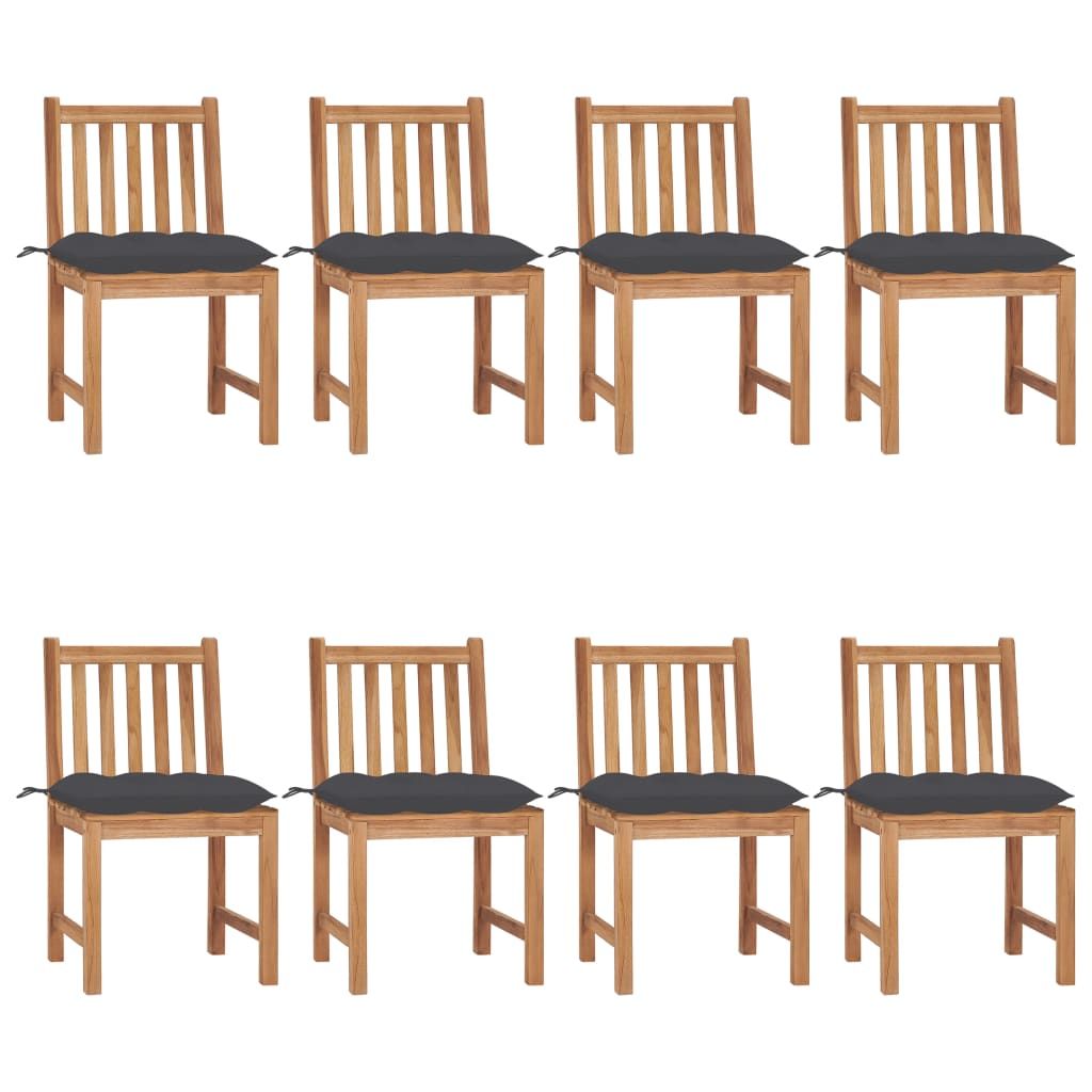 vidaXL Patio Chairs 8 pcs with Cushions Solid Teak Wood