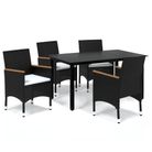 vidaXL 5 Piece Garden Dining Set with Cushions Poly Rattan Black