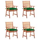vidaXL Outdoor Dining Chairs 4 pcs with Cushions Solid Acacia Wood