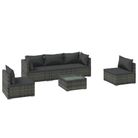 vidaXL 6 Piece Garden Lounge Set with Cushions Poly Rattan Grey