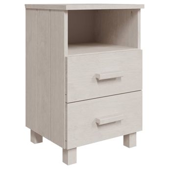 vidaXL Bedside Cabinet HAMAR White 15.7"x13.8"x24.4" Solid Wood Pine