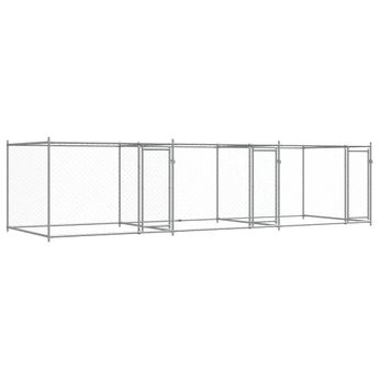 vidaXL Dog Cage with Doors Gray 19.7'x6.6'x4.9' Galvanized Steel