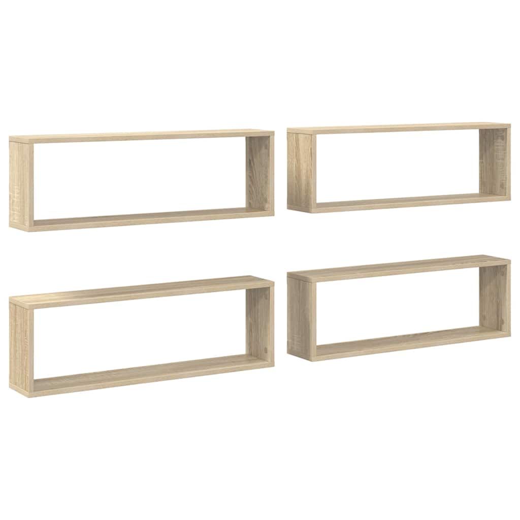 vidaXL Wall Cube Shelf 4 pcs Sonoma Oak 80x15x26.5 cm Engineered Wood