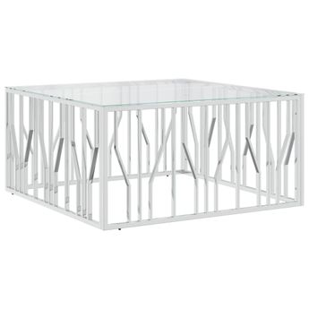 vidaXL Coffee Table 39.4"x39.4"x19.7" Stainless Steel and Glass