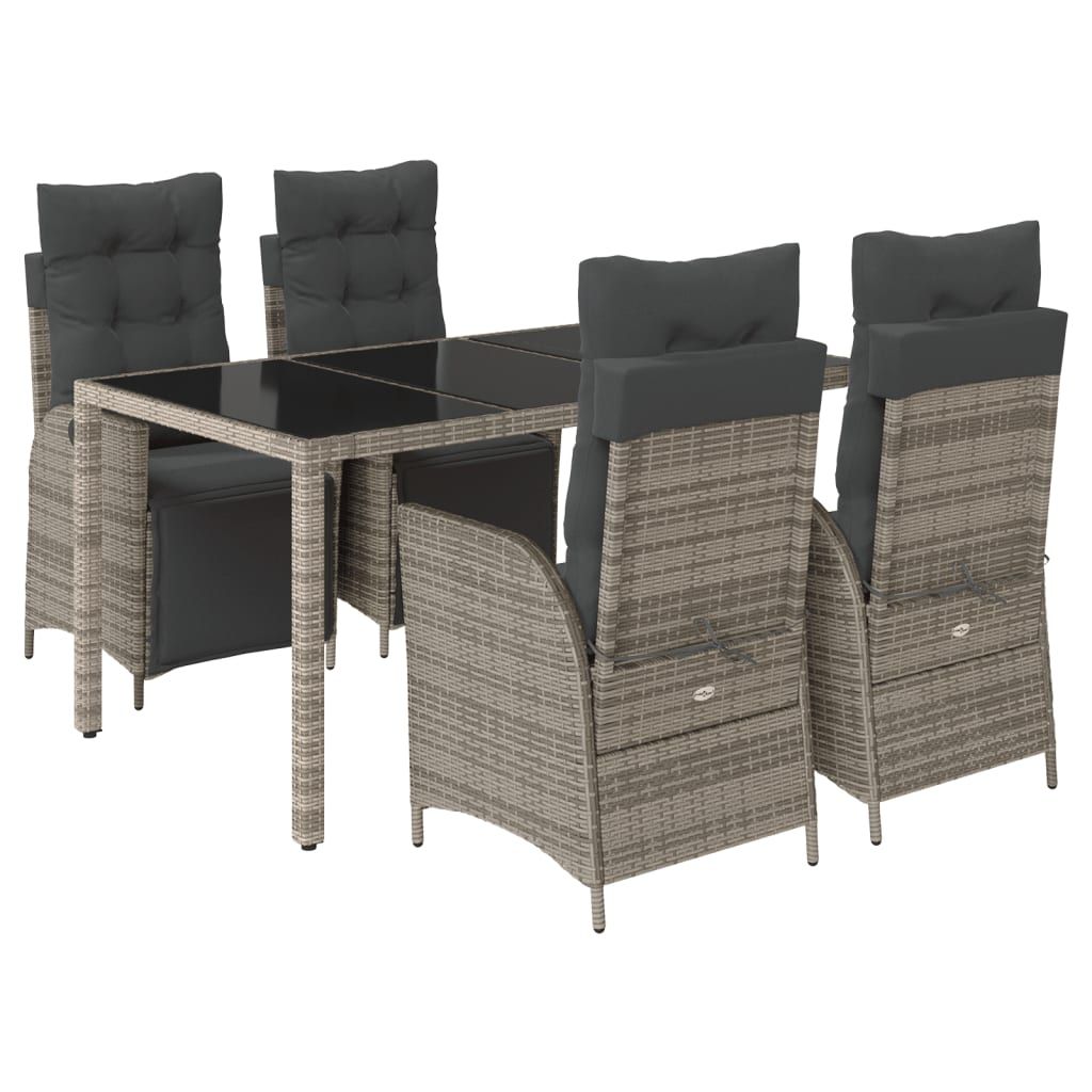 vidaXL 5 Piece Garden Dining Set with Cushions Grey Poly Rattan