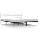 vidaXL Metal Bed Frame without Mattress with Headboard Black 76"x79.9"