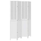 vidaXL Room Divider 4 Panels White Solid Wood Paulownia
