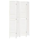 vidaXL Room Divider 4 Panels White Solid Wood Paulownia