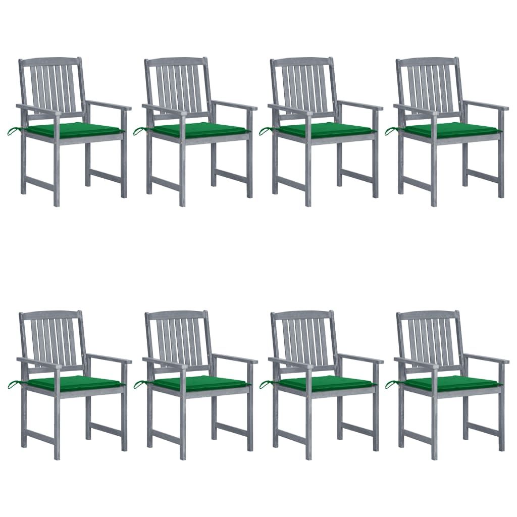 vidaXL Patio Chairs with Cushions 8 pcs Solid Acacia Wood Gray
