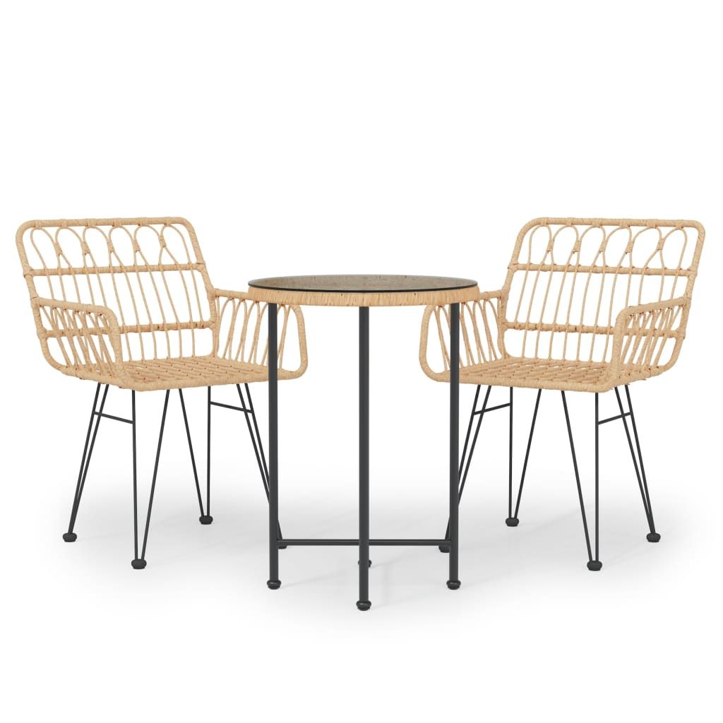 vidaXL 3 Piece Garden Dining Set Poly Rattan