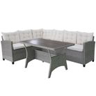 vidaXL 3 Piece Patio Lounge Set with Cushions Poly Rattan Gray