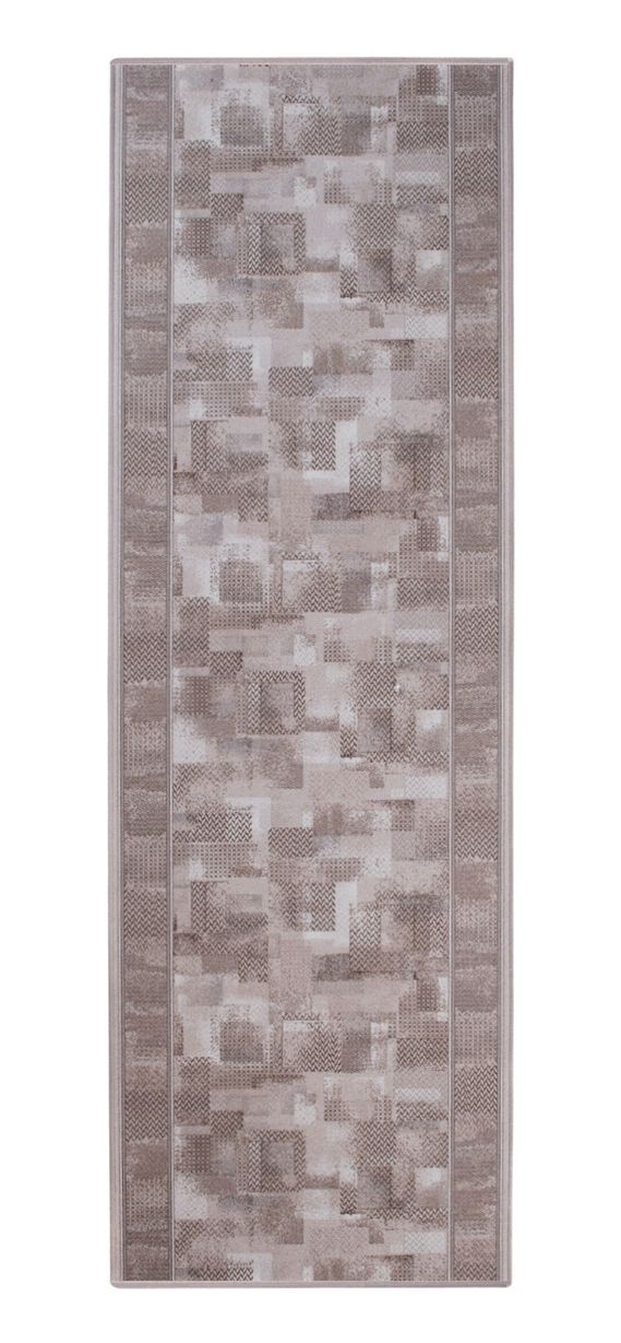Associated Weavers, Tribe 37 Khaki Anti-Skid Custom Runner, 80cm Wide, Brown, Hallway / Hallway