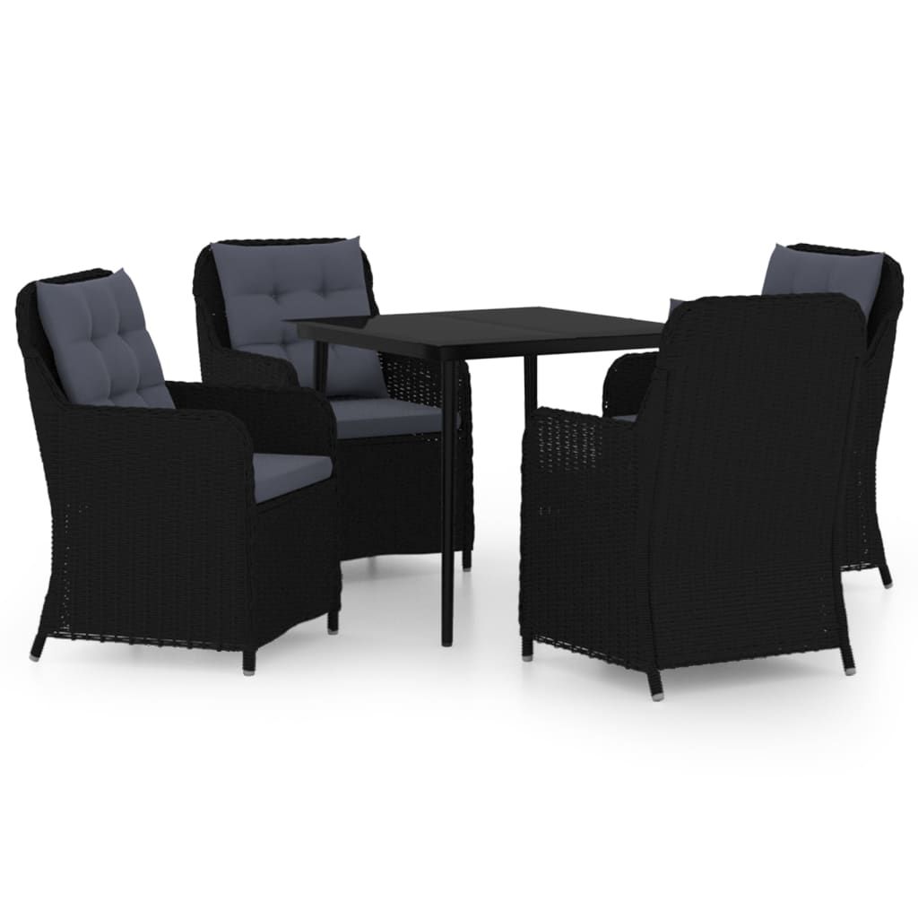 vidaXL 5 Piece Patio Dining Set Black