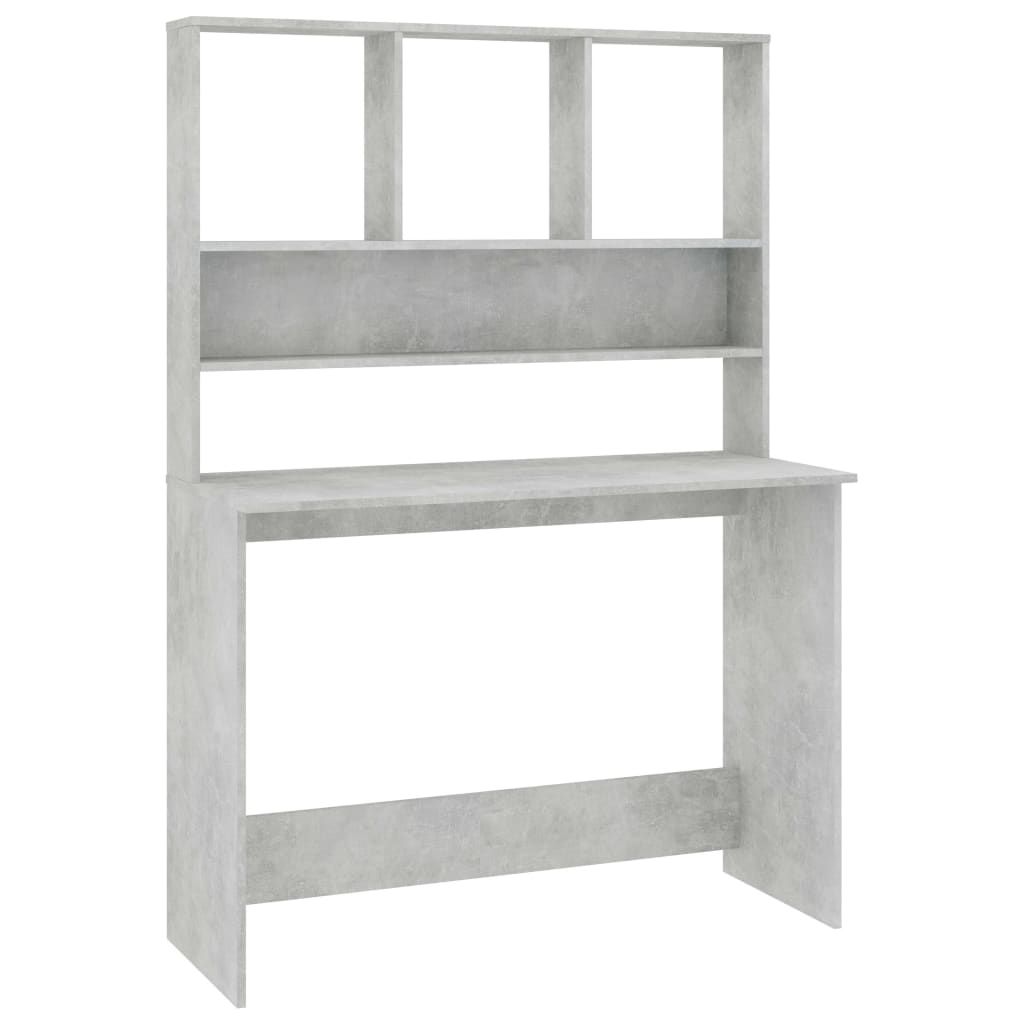 vidaXL Desk with Shelves Concrete Gray 43.3"x17.7"x61.8" Engineered Wood