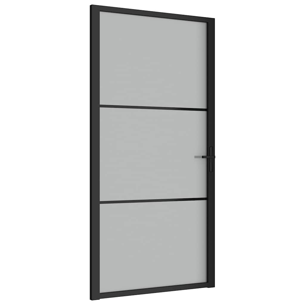 vidaXL Interior Door 102.5x201.5 cm Black Matt Glass and Aluminium