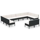 vidaXL 12 Piece Patio Lounge Set with Cushions Poly Rattan Black