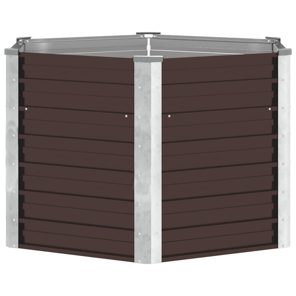 vidaXL Garden Raised Bed Brown 129x129x77 cm Galvanised Steel
