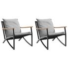 vidaXL Patio chairs with Cushions 2 pcs Black Steel