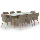 vidaXL 9 Piece Patio Dining Set Poly Rattan Brown