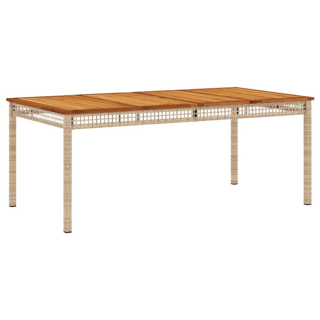 vidaXL Patio Table Beige 70.9"x35.4"x29.5" Poly Rattan Acacia Wood