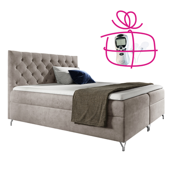 Boxspringová postel, 180x200, šedobéžová Taupe látka Velvet, GULIETTE + dárek